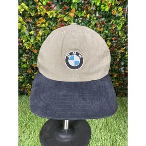 BMW Lifestyle Embroidered Leather Strapback Dad Cap Faded Made In USA Vintage